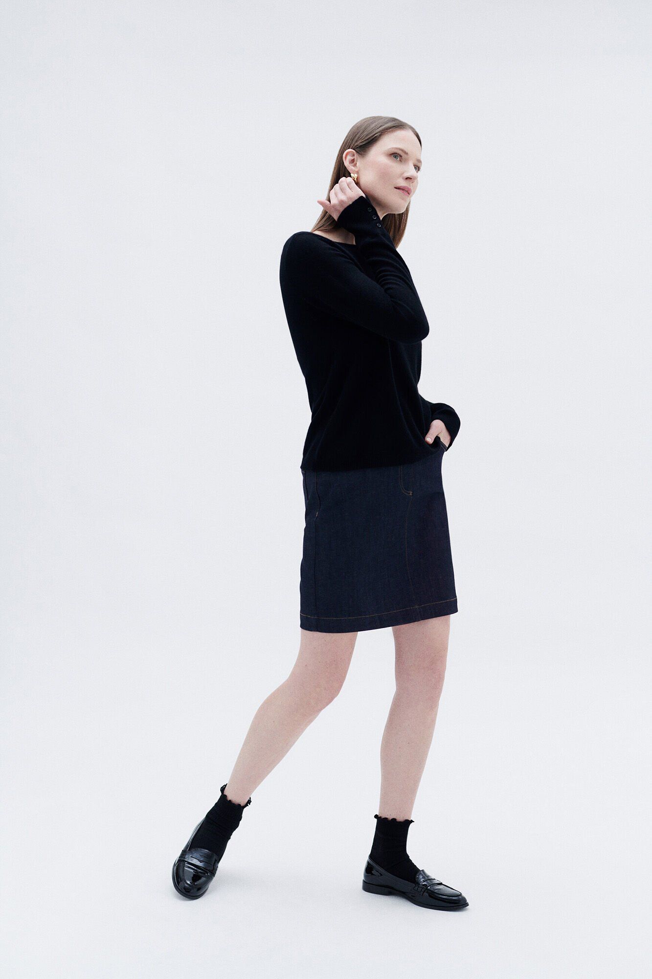 Caroll Jersey cuello redondo 100% cachemir Negro