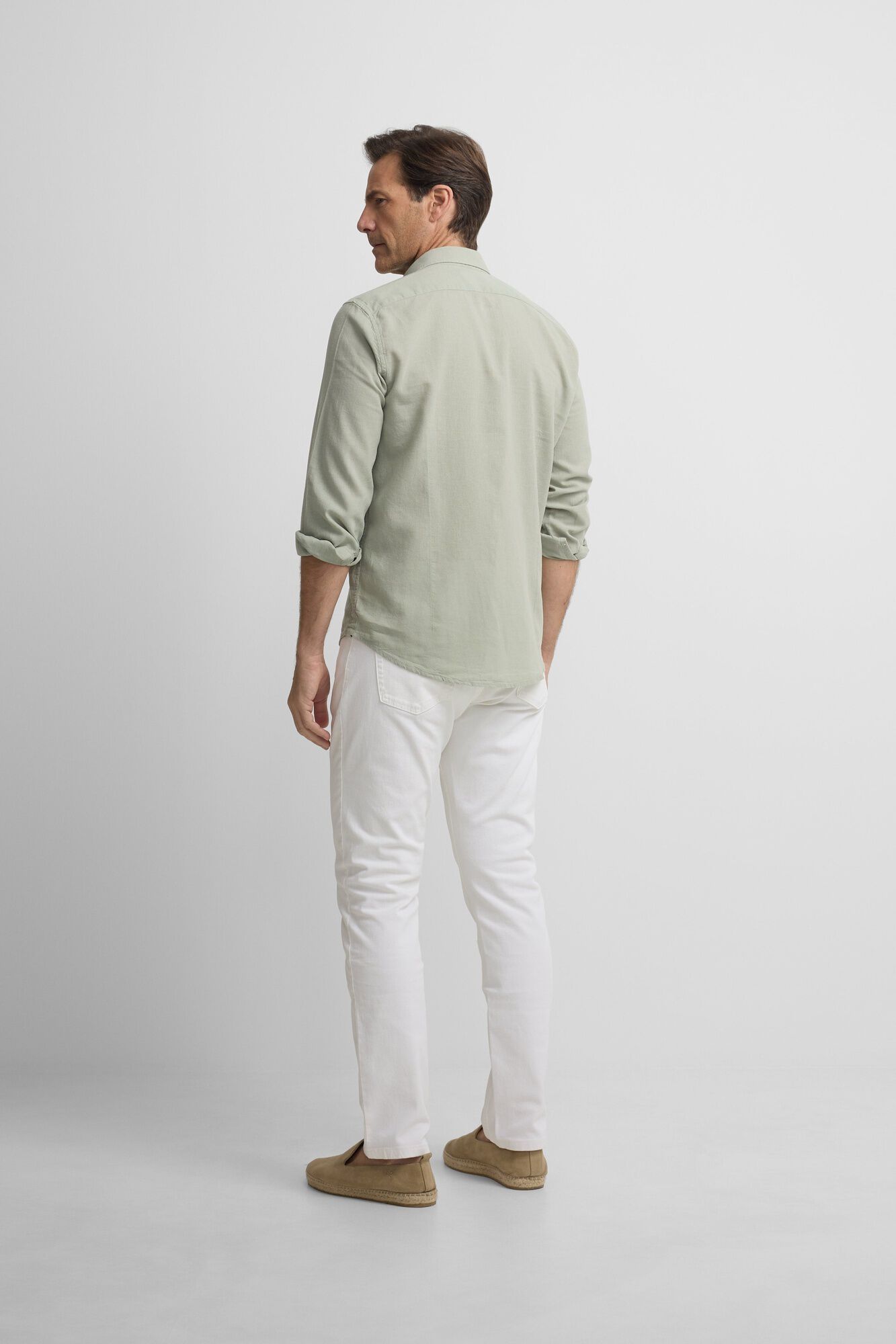 Silbon Camisa sport em linho m&eacute;dio Verde