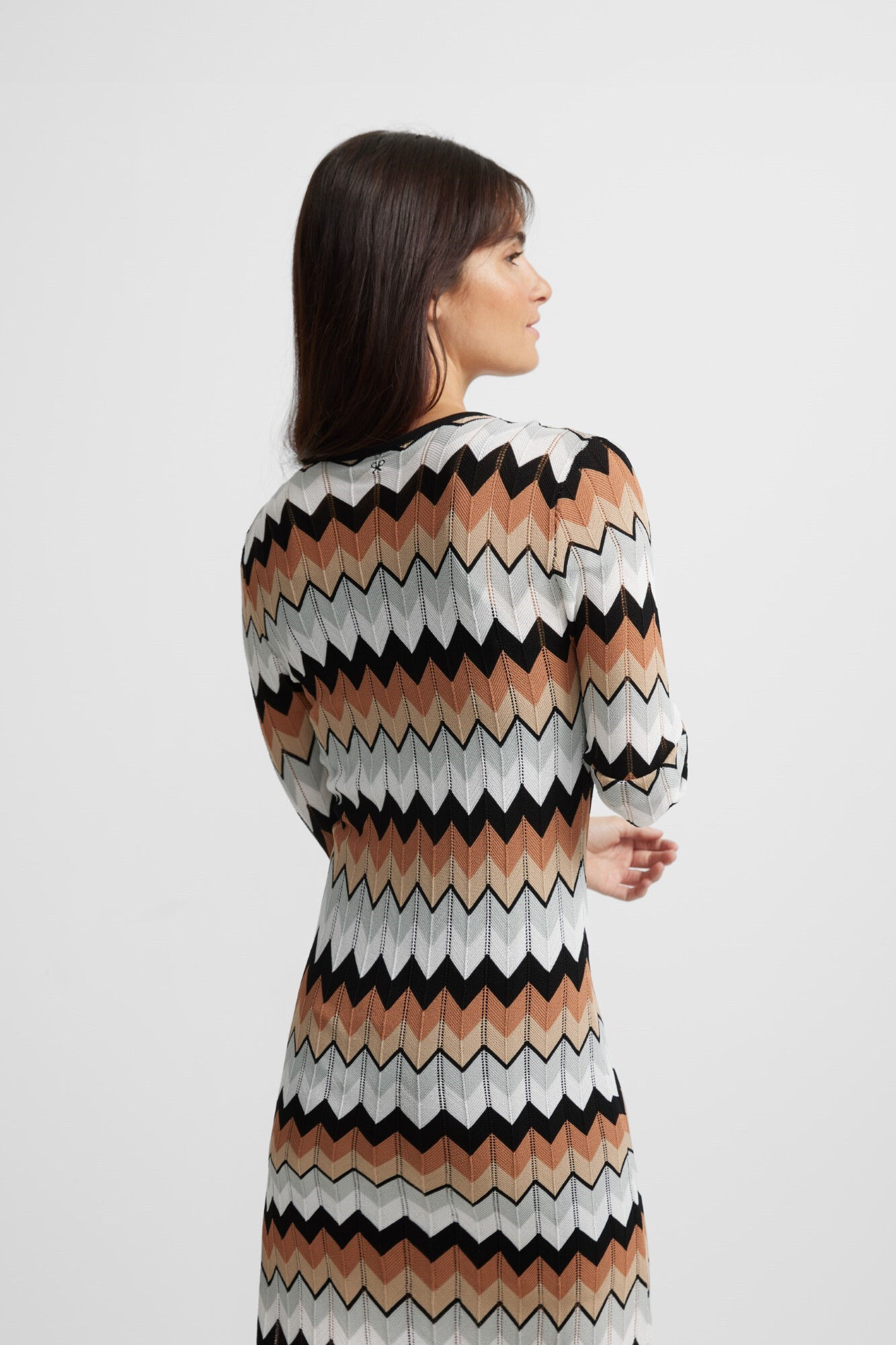 Silbon Long herringbone jersey-knit dress Brown