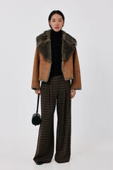 Cortefiel Short double-faced effect coat Beige