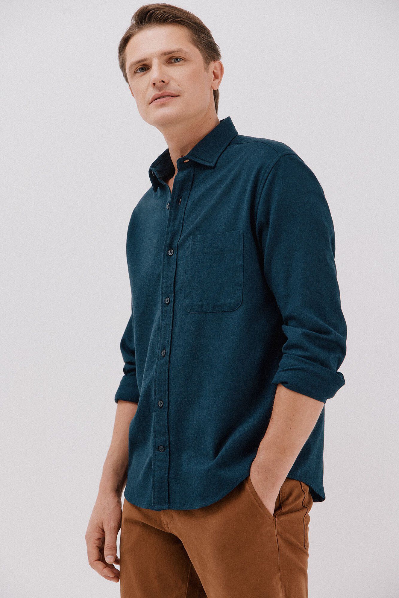 Cortefiel Camisa flanela espinha Azul