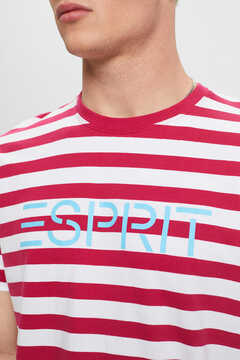 Cortefiel Camiseta rayas y logo algodón orgánico Estampado rojo