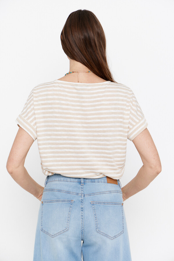 Cortefiel Striped T-shirt Nude