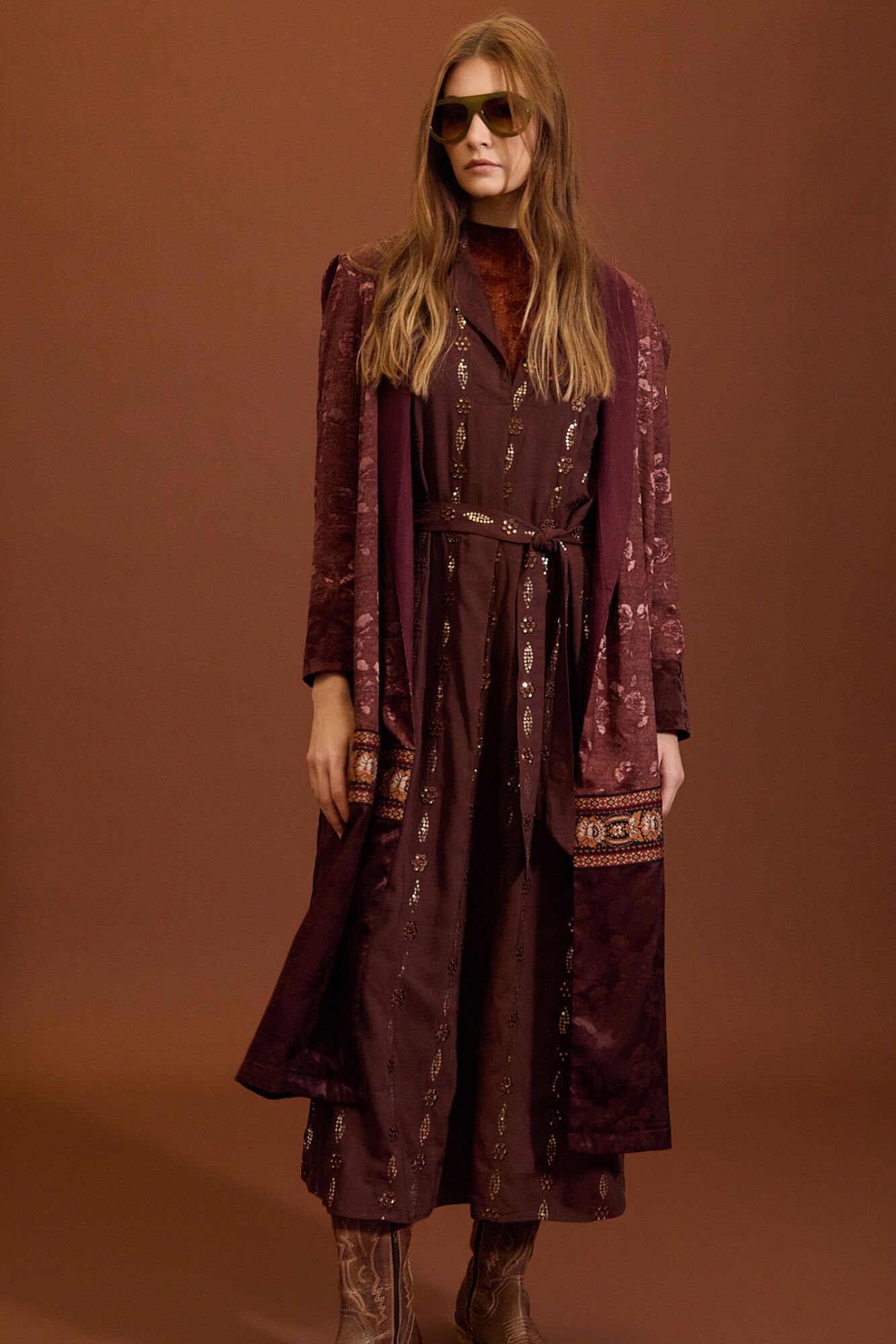Meisie Caftan em jacquard acetinado Granada