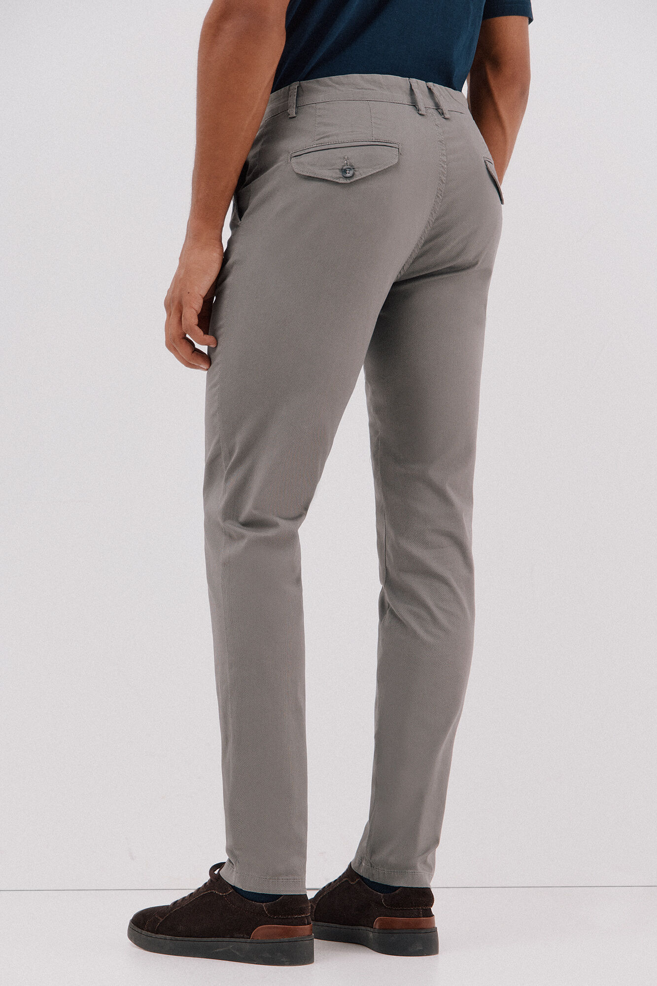 Cortefiel Slim-fit print chinos pants Grey