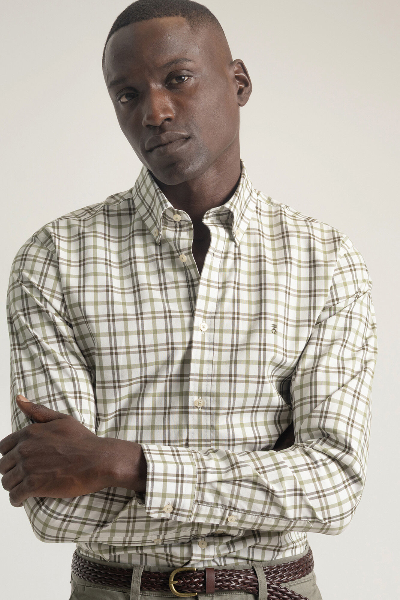 PuroEGO Camisa xadrez de algod&atilde;o slim fit