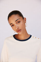 Cortefiel Basic T-shirt with gold buttons Ivory