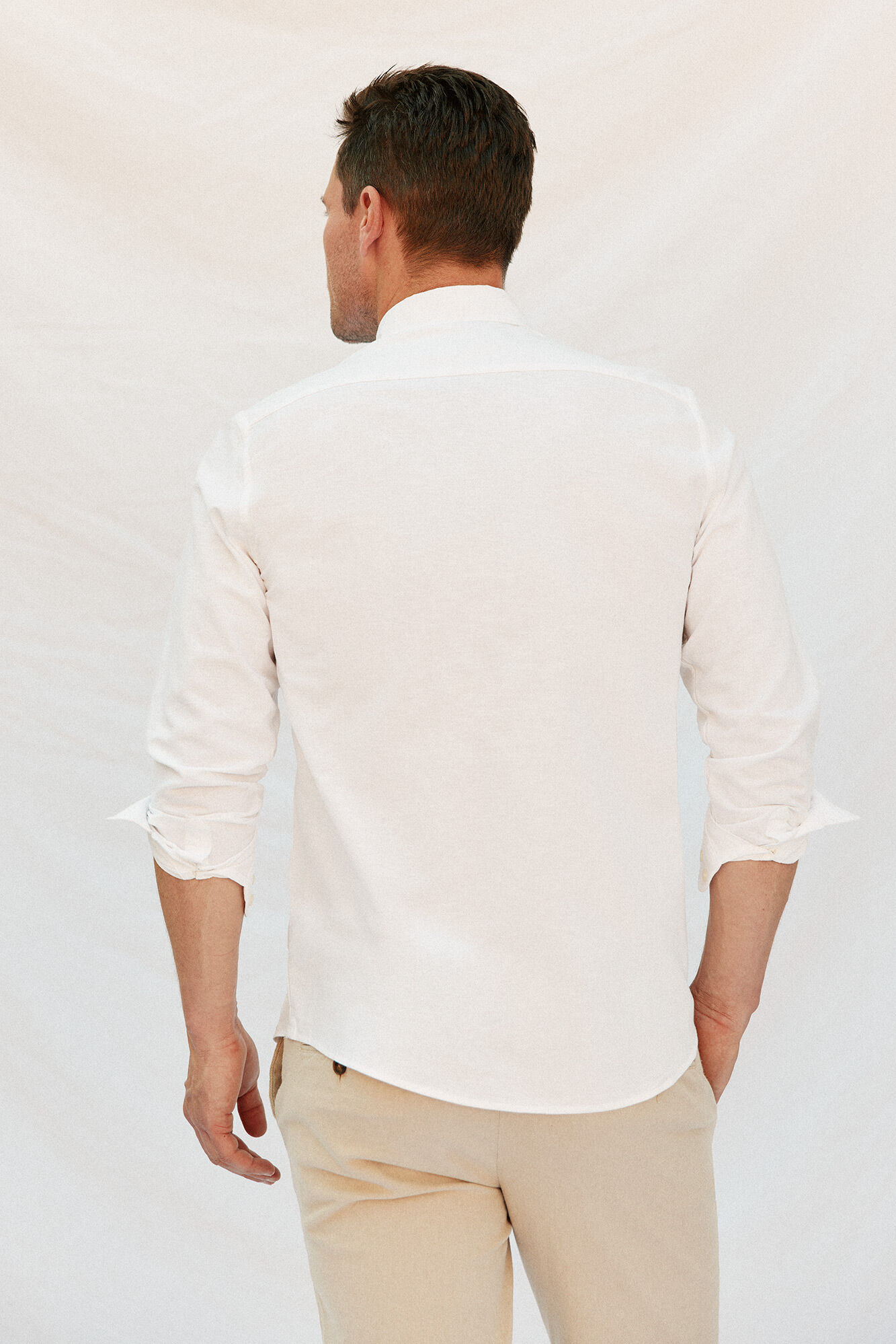 Cortefiel Plain linen/cotton shirt White