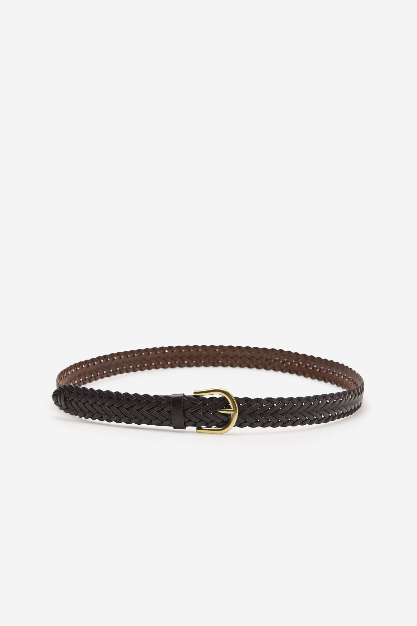 Cortefiel Classic braided belt Dark brown