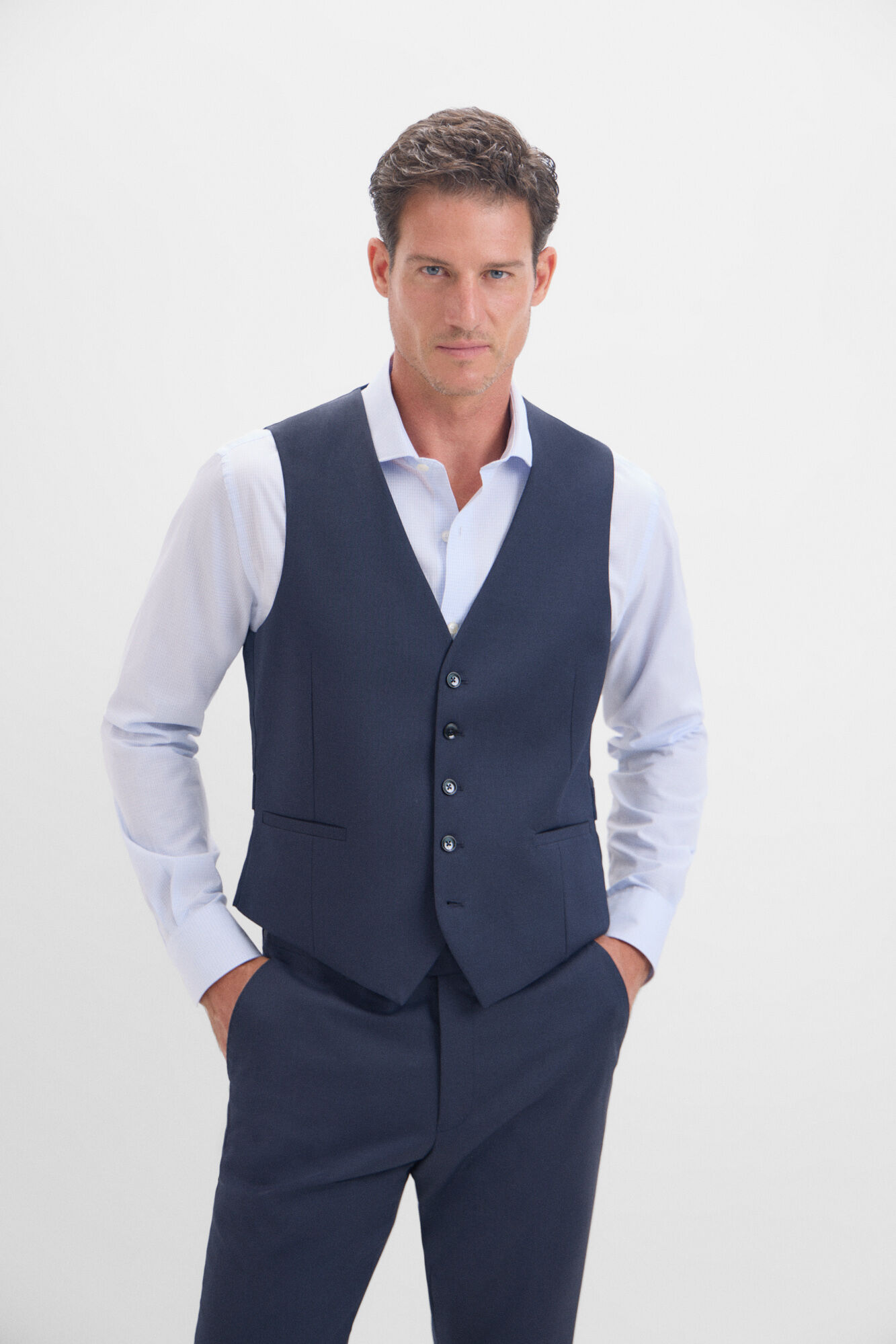 Cortefiel Chaleco liso marino slim fit Azul marino