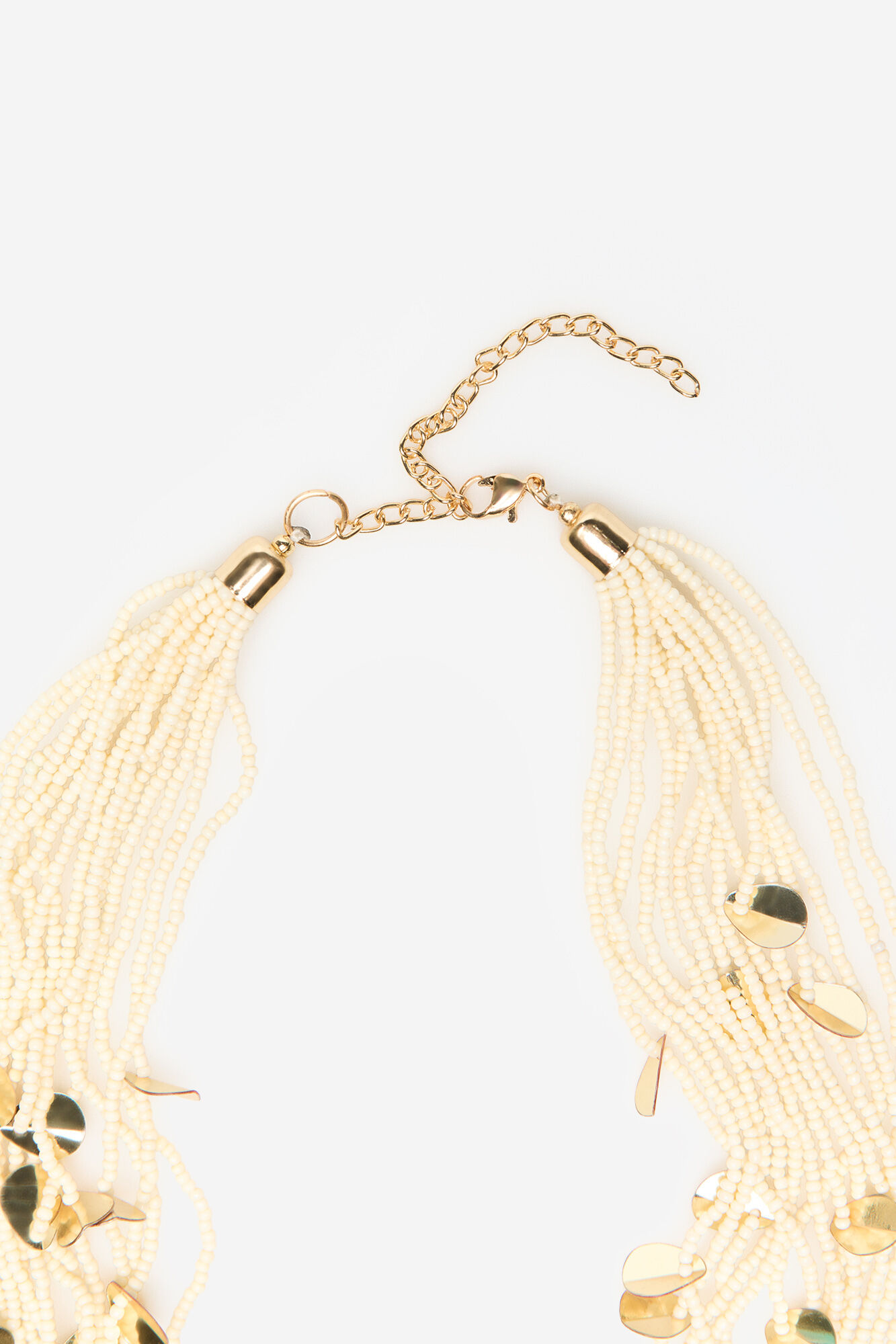 Cortefiel Collar largo de cuentas y hojas Blanco