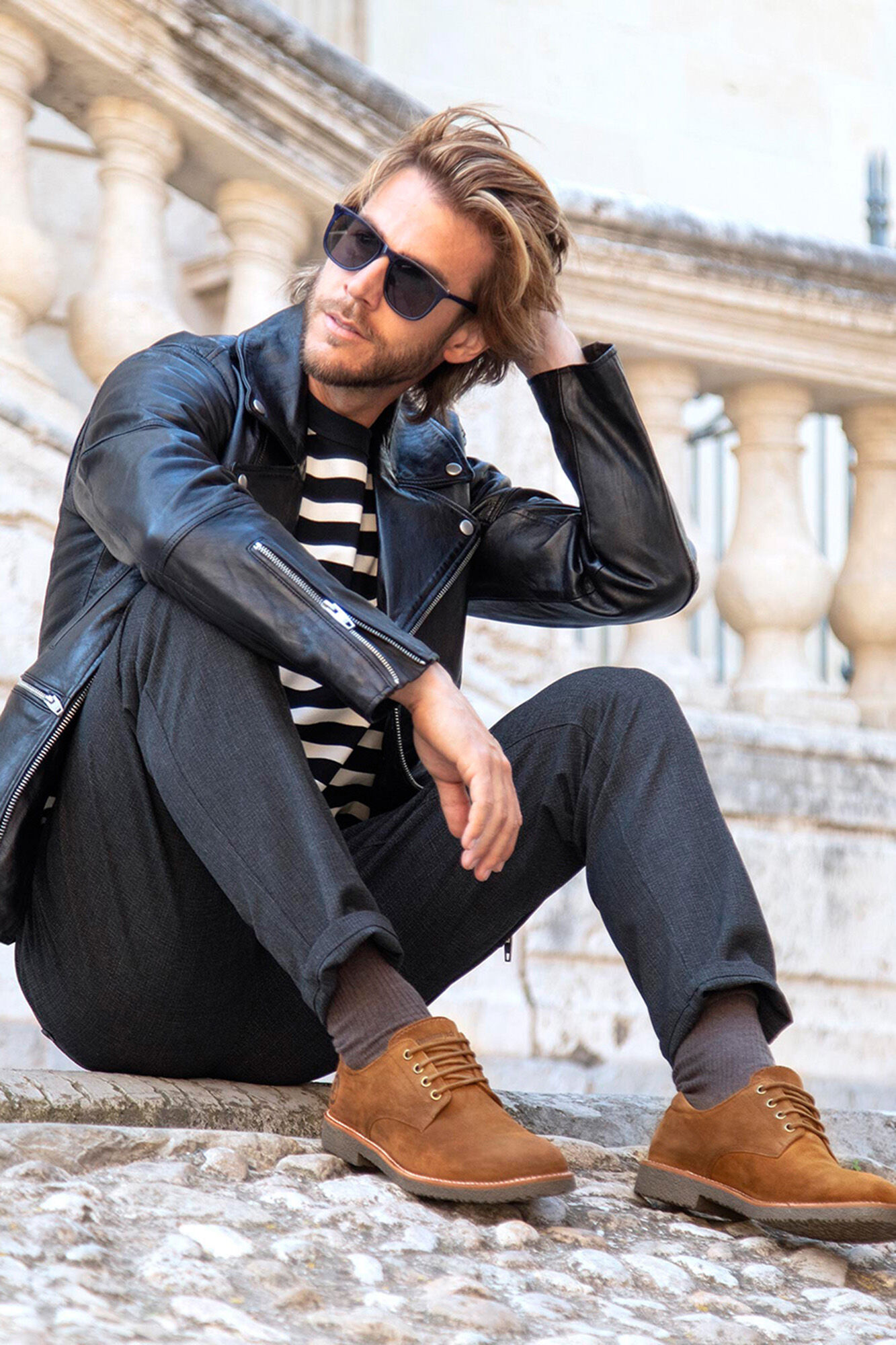 Panama Jack Sapatos de pele masculinos Castanho