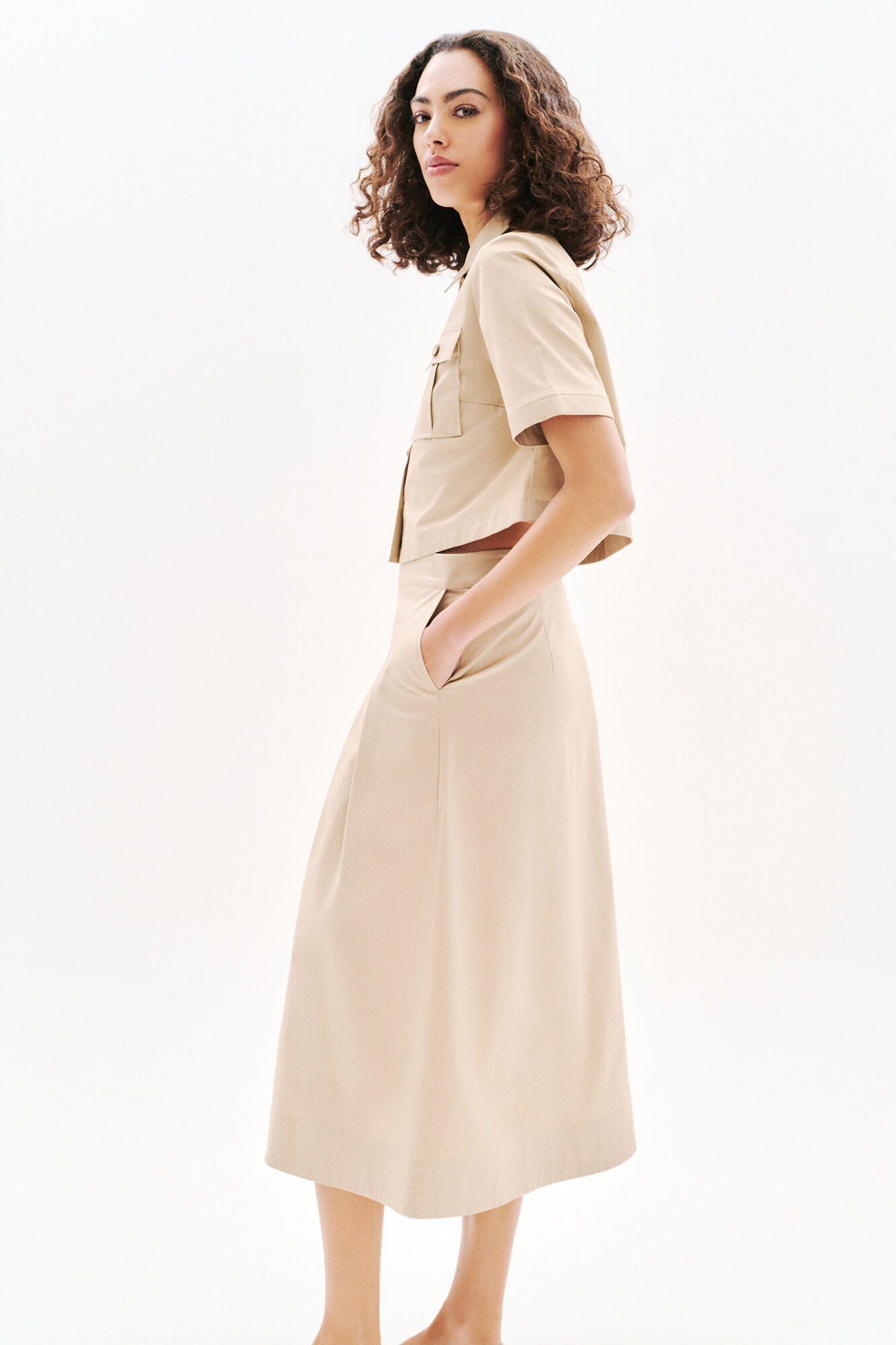 Caroll Linen skirt Beige