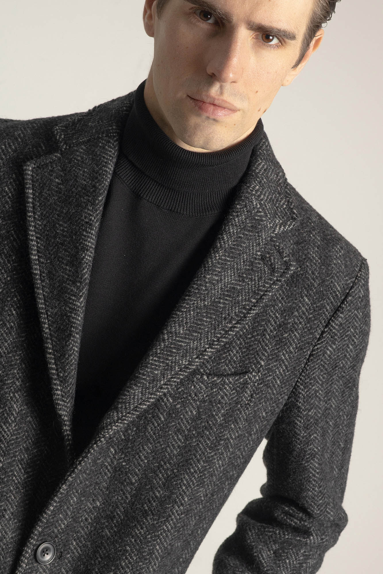 PuroEGO Sobretudo cinza espiga Cinzento