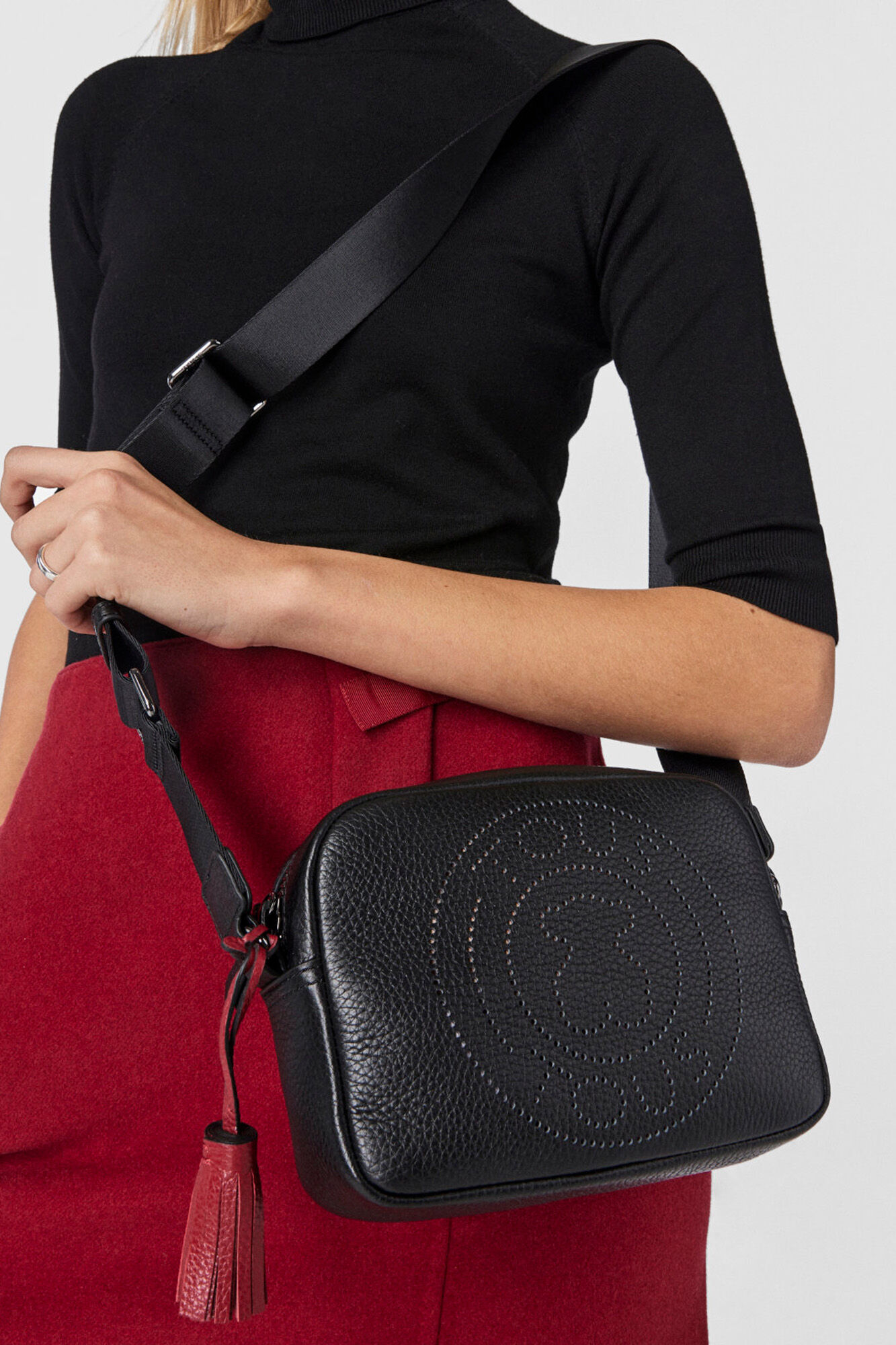 Tous Leissa small black leather crossbody bag Black