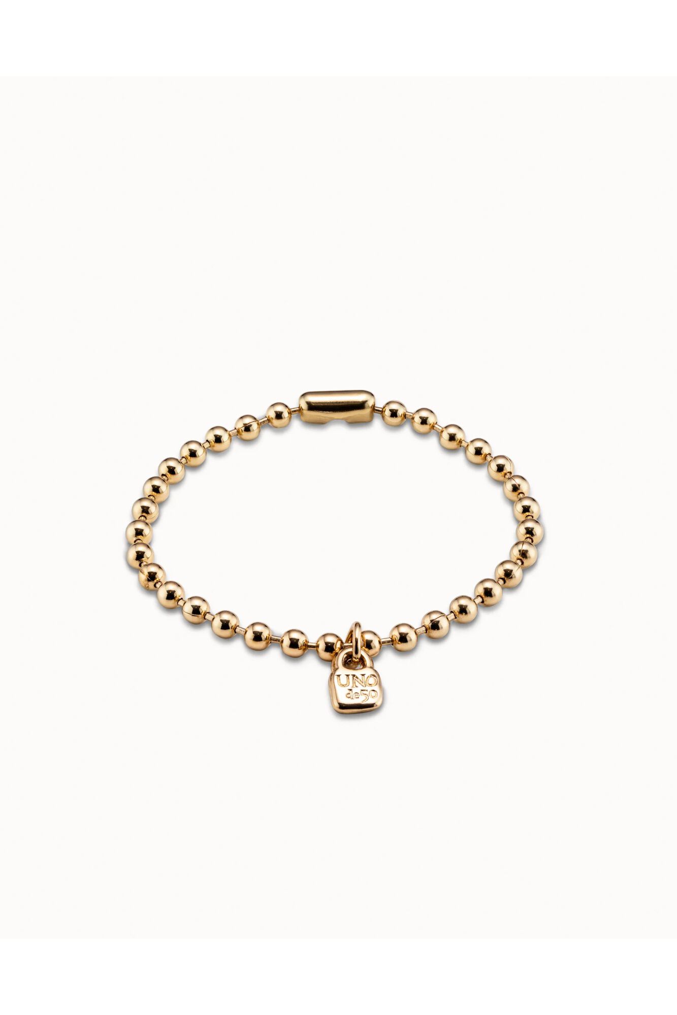 UNOde50 Pulsera bolas con ba&ntilde;o de oro