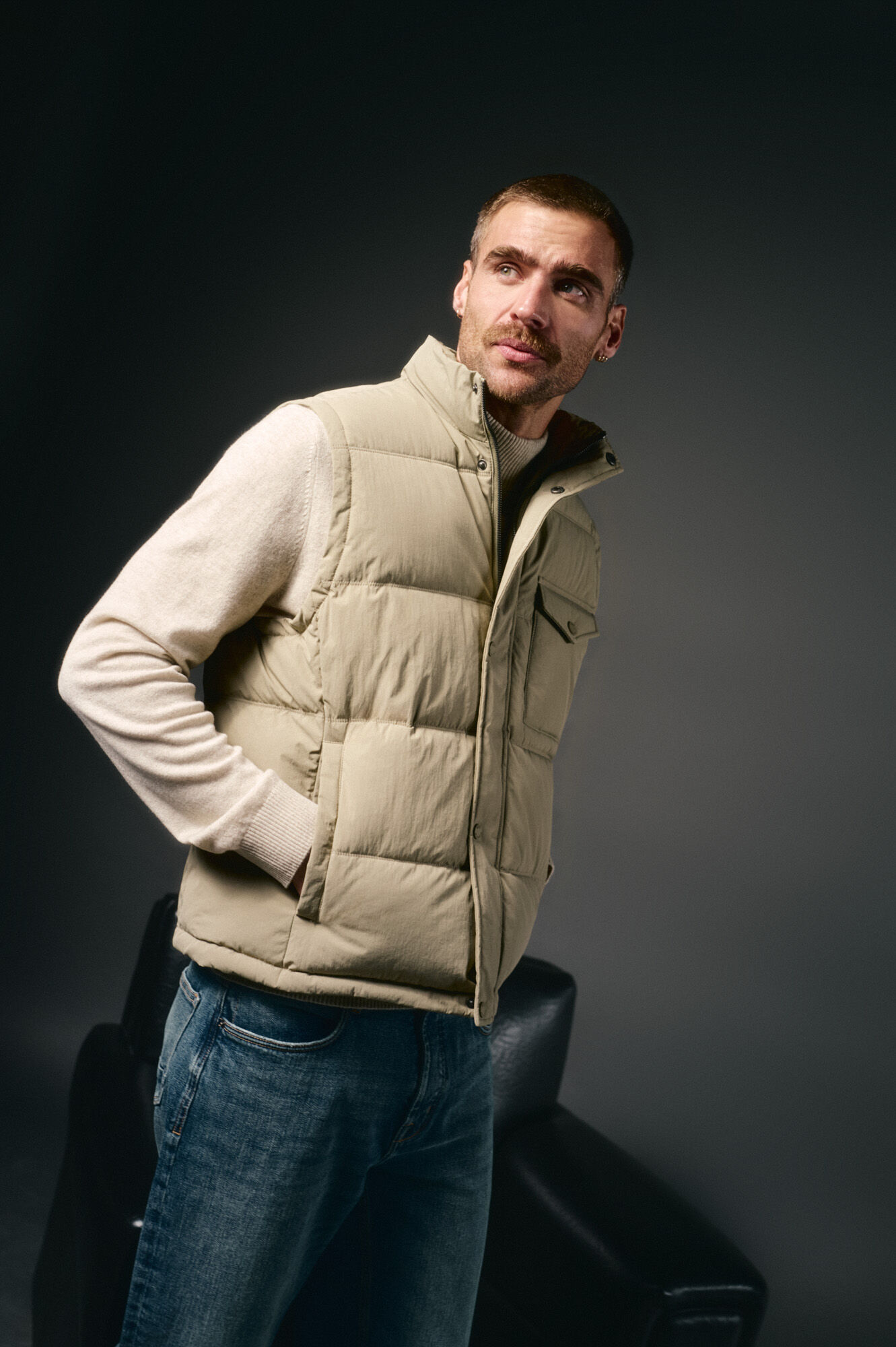 OOTO Colete acolchoado com bolso Tostado