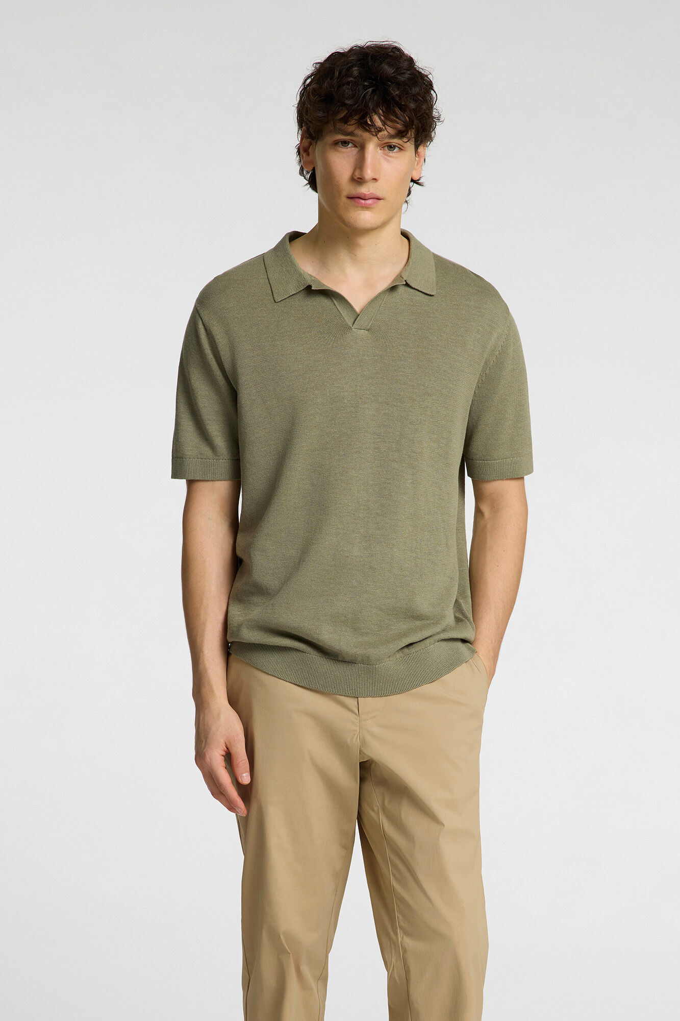 Selected Polo de lino de manga corta