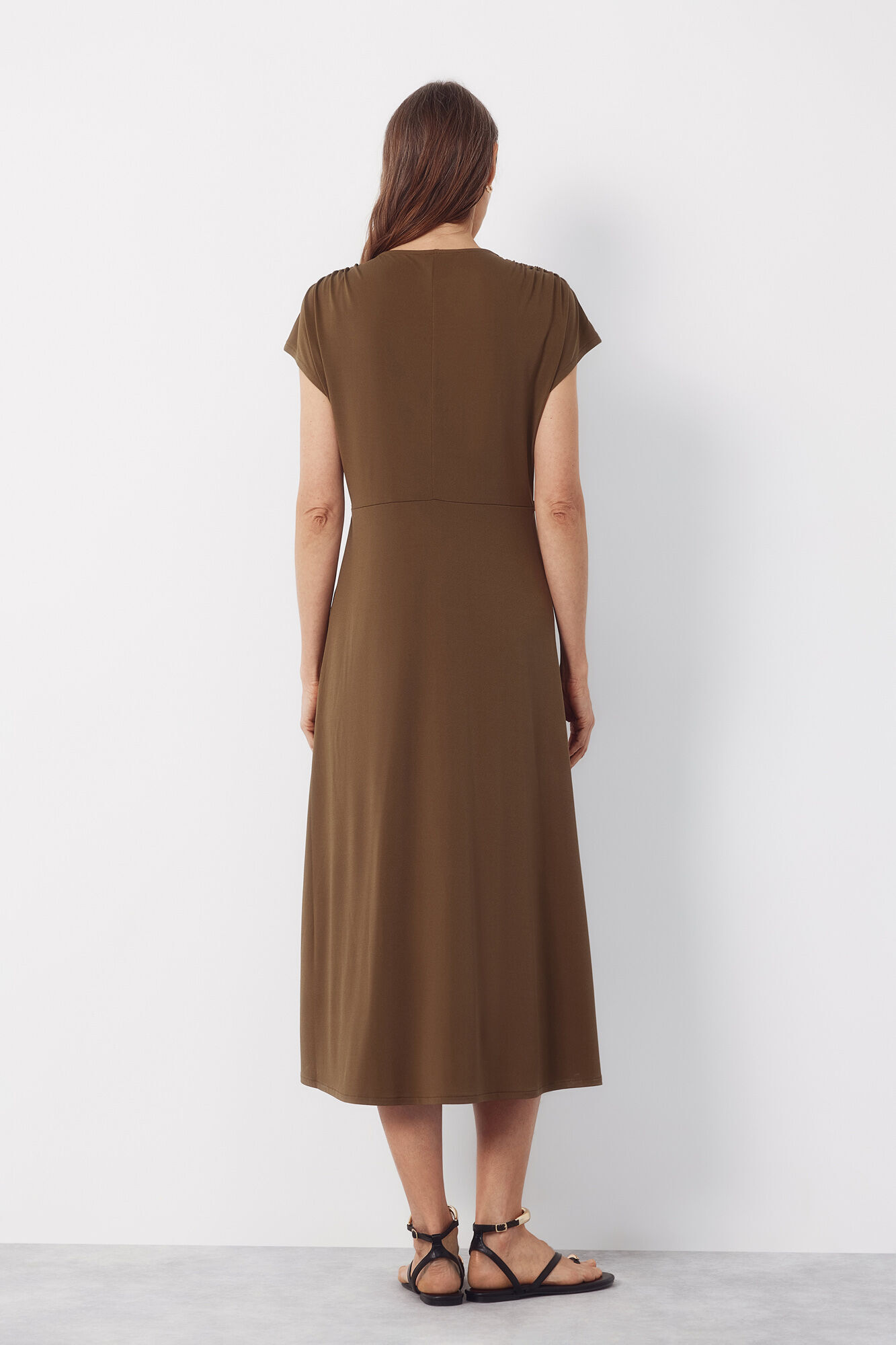 Cortefiel Braided print dress Kaki