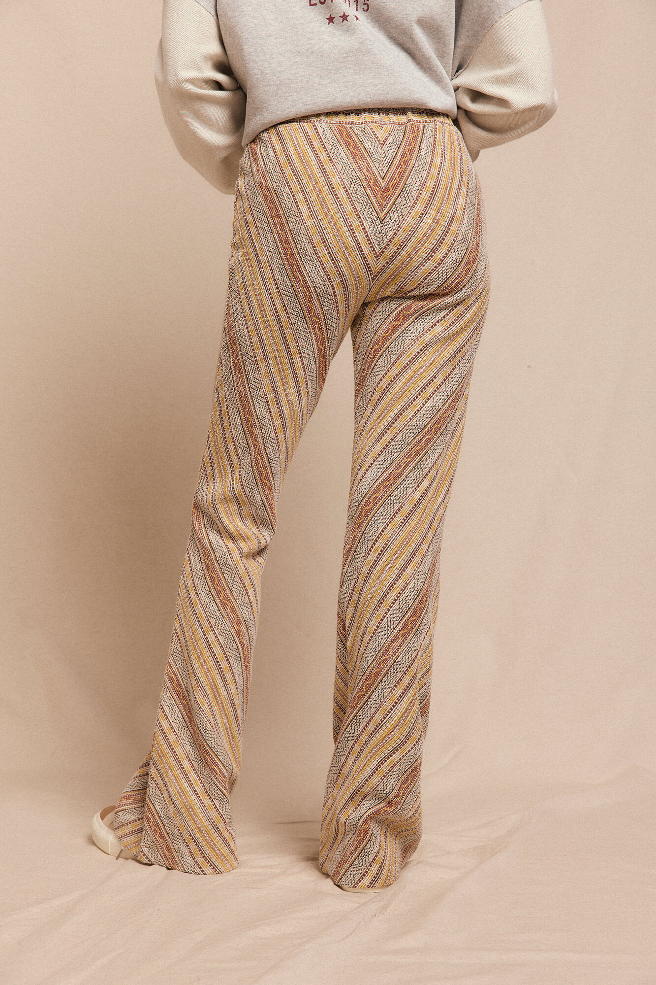 Slowlove Pantal&oacute;n campana de punto Estampado marr&oacute;n