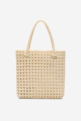 Cortefiel Fabric braided handbag Ivory