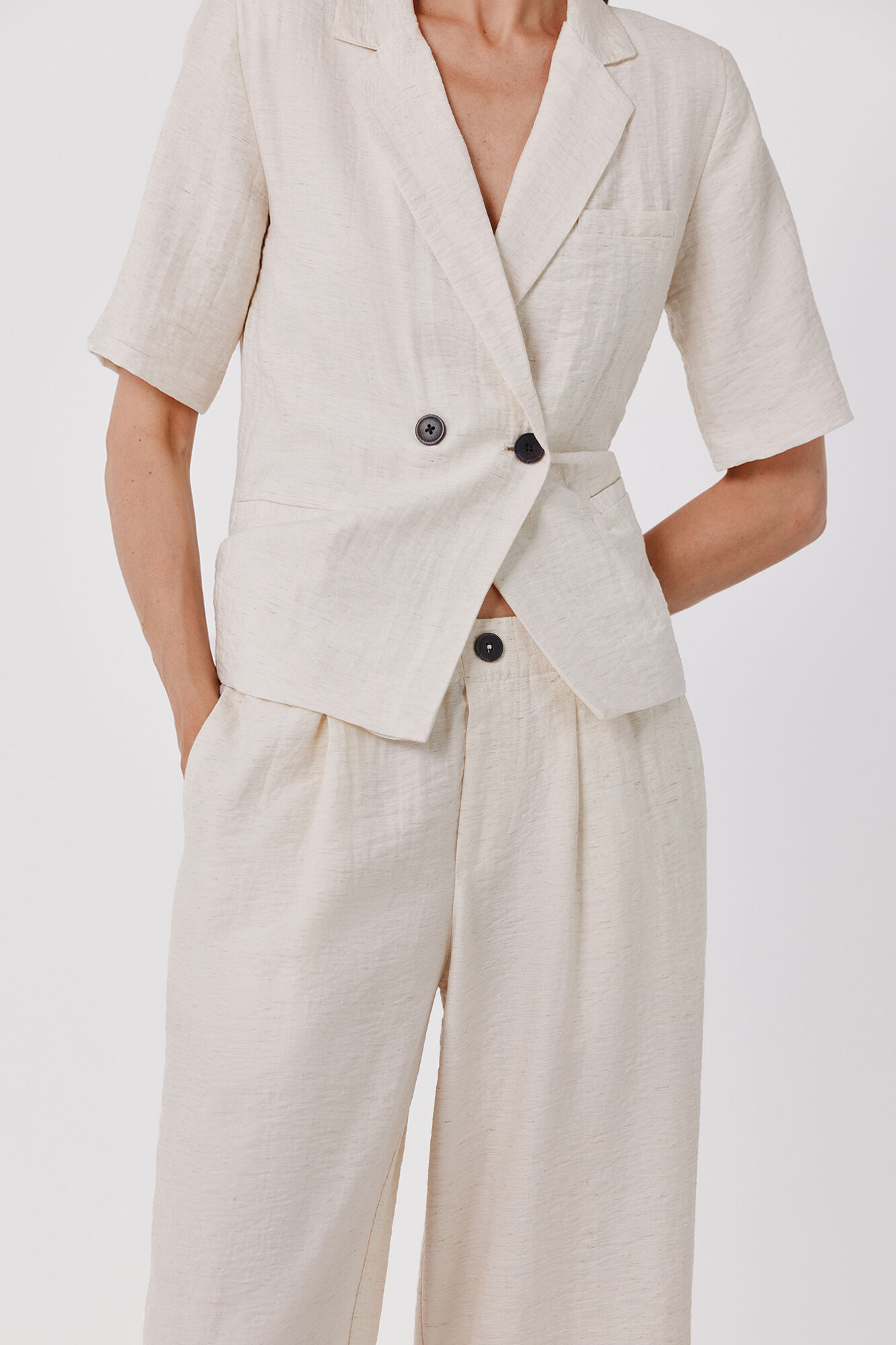 Cortefiel Fluid wide trousers Ivory