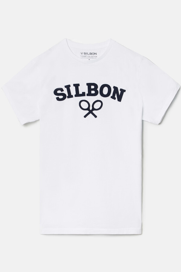 Cortefiel Silbon racket T-shirt White