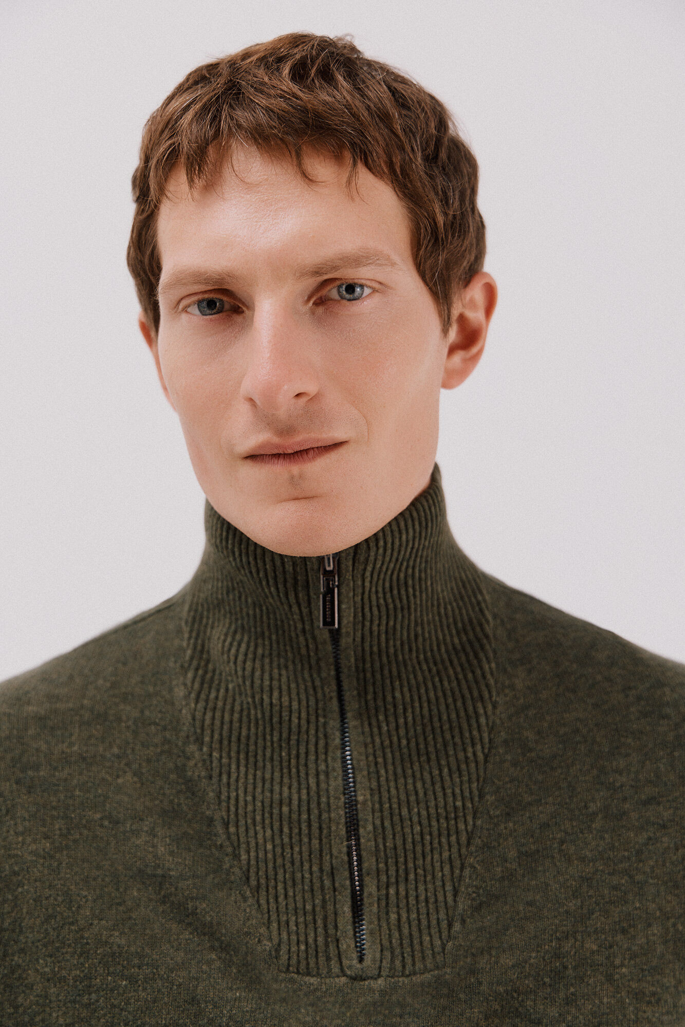 Cortefiel Lambswool wool with open neck Green