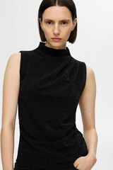 Selected Femme Top de tirantes y cuello alto con brillo. Slim Fit. Negro