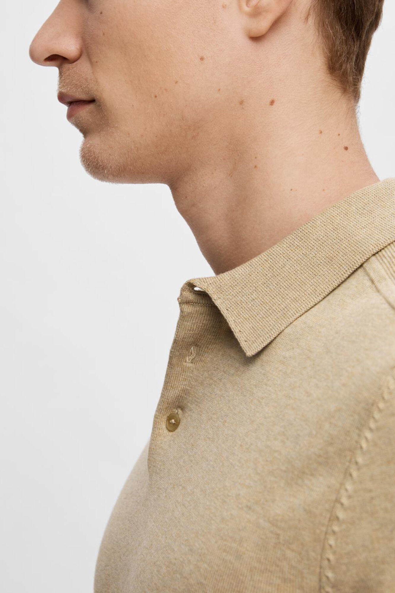 Selected Polo de malha de manga curta Tostado