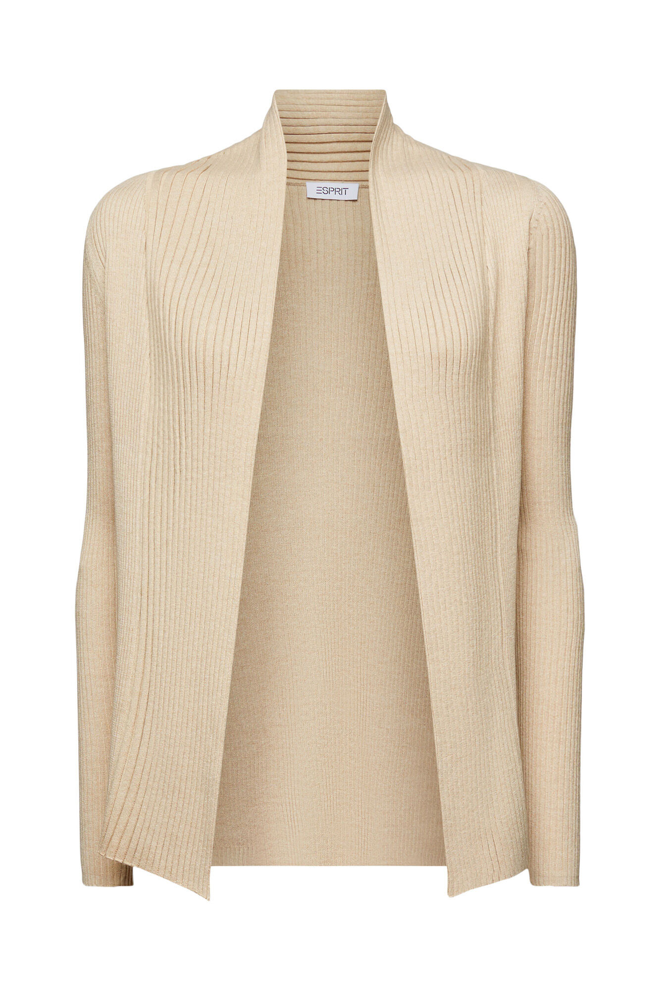 Esprit Cardigan corto abierto punto canal&eacute; con material reciclado Beige