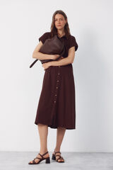 Cortefiel Linen trousers Dark brown