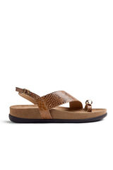 Gioseppo Sand&aacute;lias em pele com estampado animal e joia Tanauan Tostado