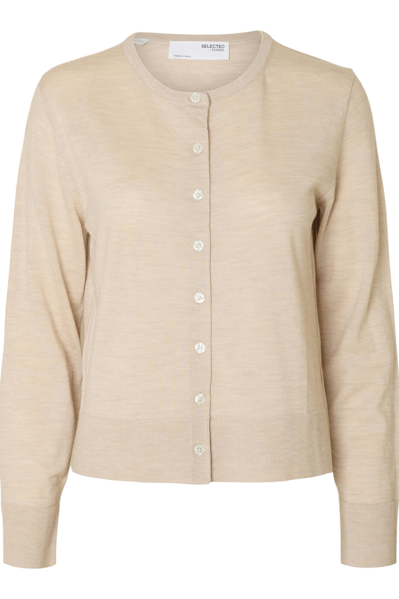 Selected Casaco de malha 100% l&atilde; merino. Tostado