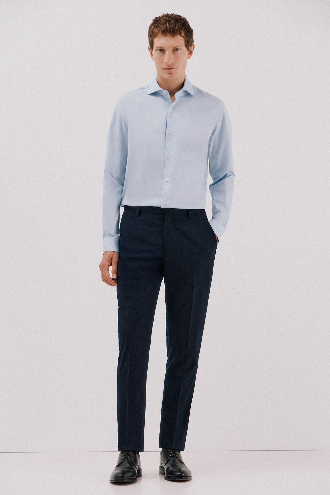 Cortefiel Plain easy-iron dress shirt Blue