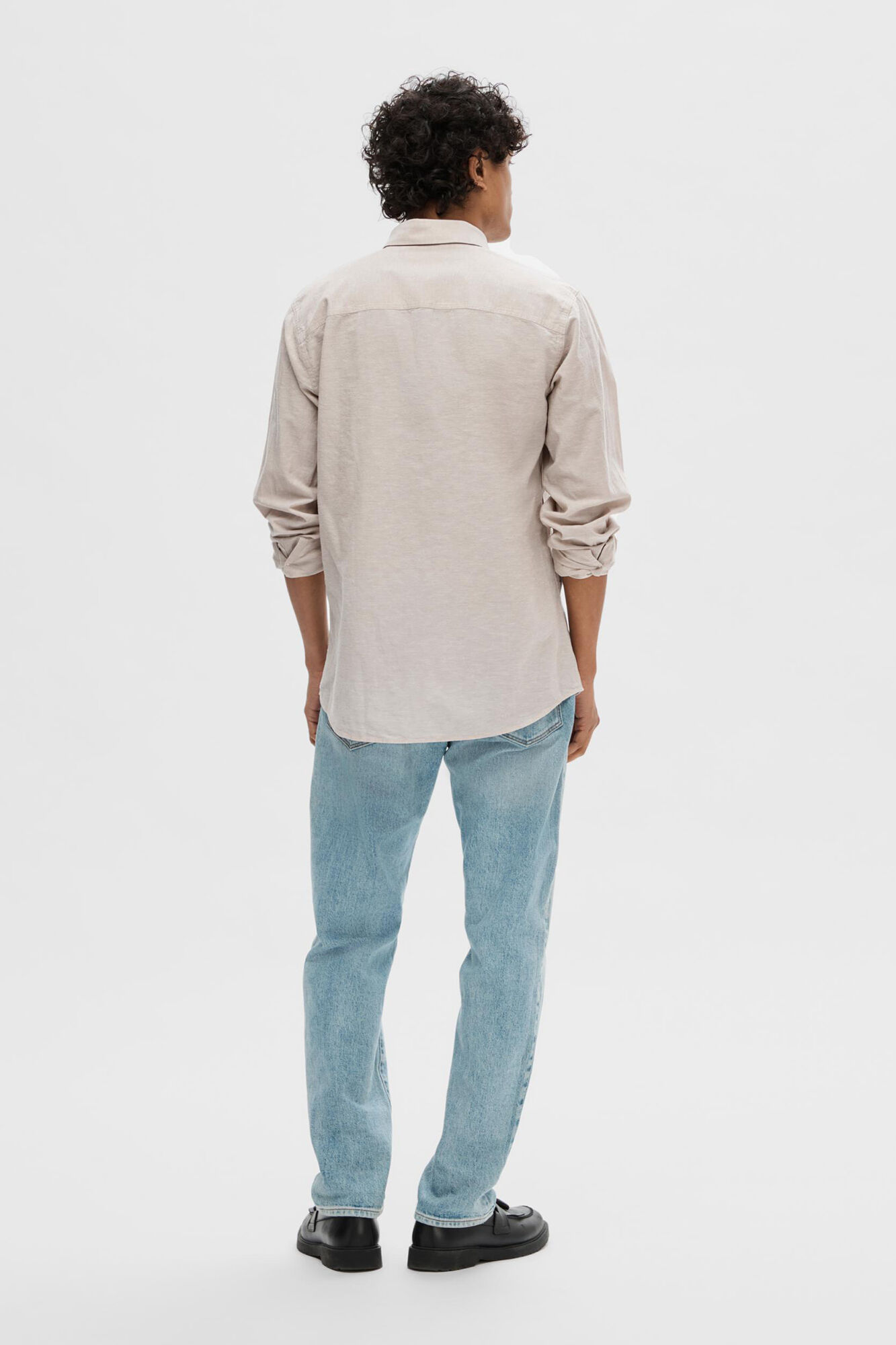 Selected Camisa de linho slim fit Cinzento