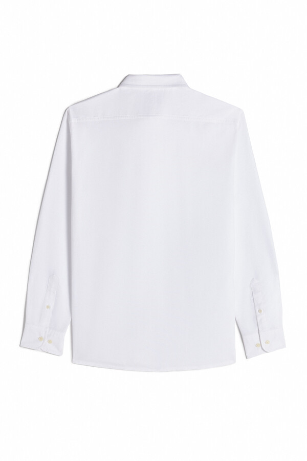 Cortefiel Camisa oxford lisa manga larga Blanco