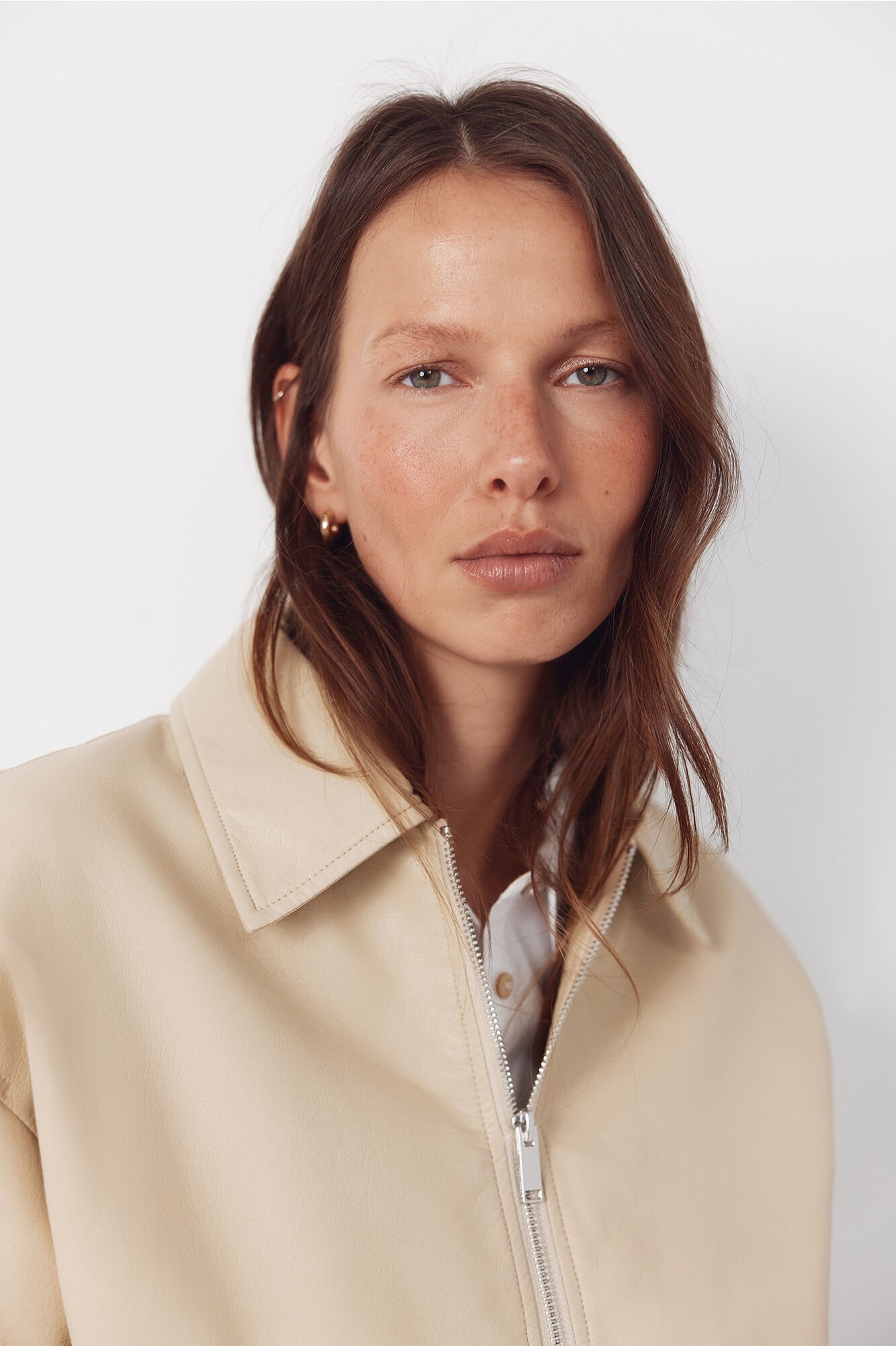 Cortefiel Faux leather bomber jacket Yellow