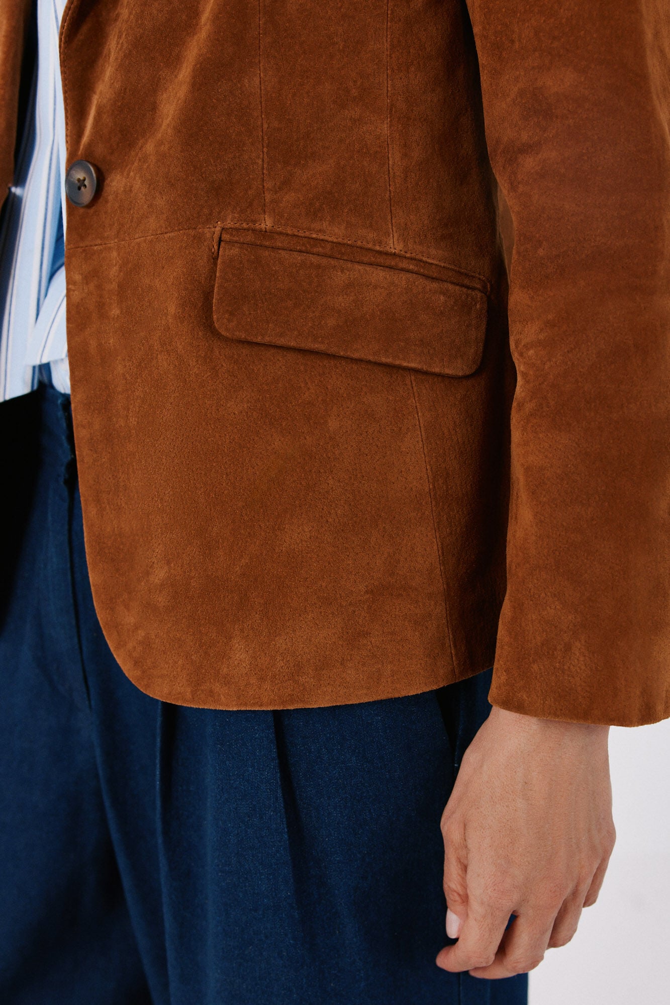 Cortefiel Leather jacket Nude