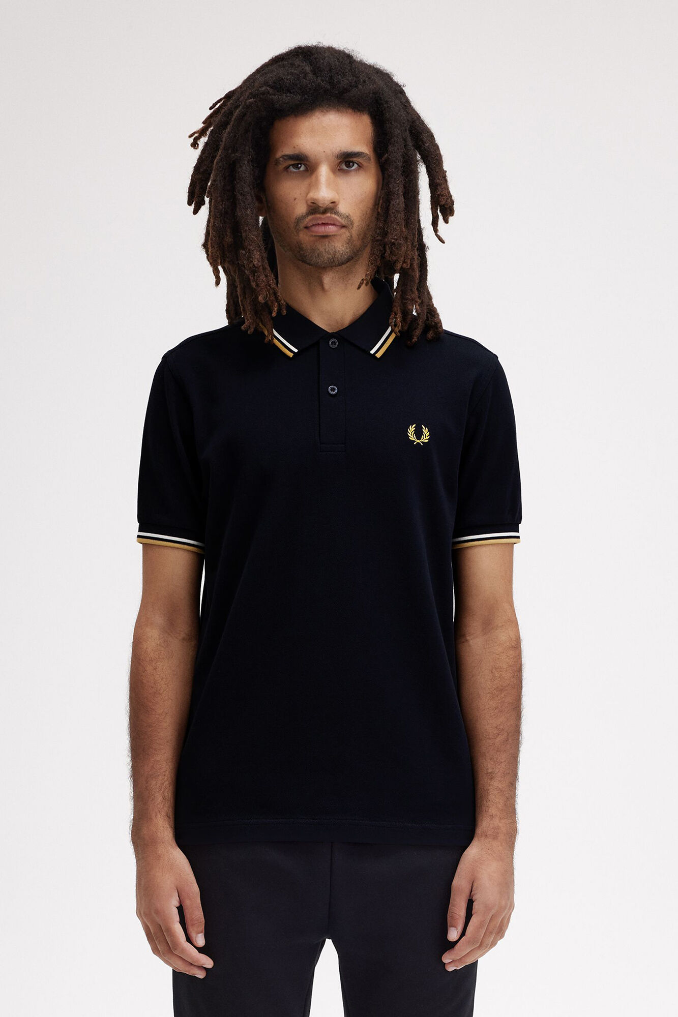 Fred Perry Polo com acabamento em duas listras Preto