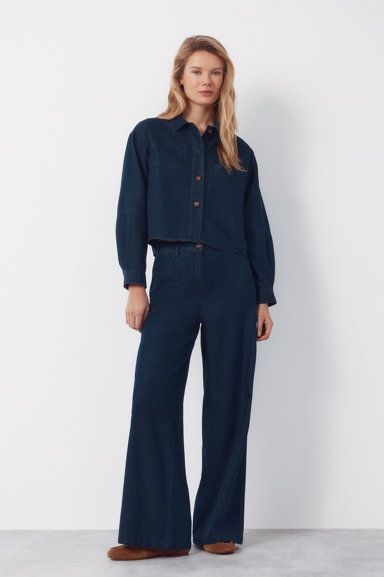 Cortefiel Jeans Palazzo Soft Azul