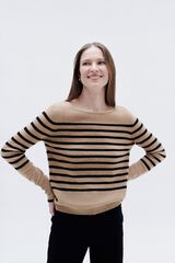 Caroll Camisola riscas 100% caxemira Tostado