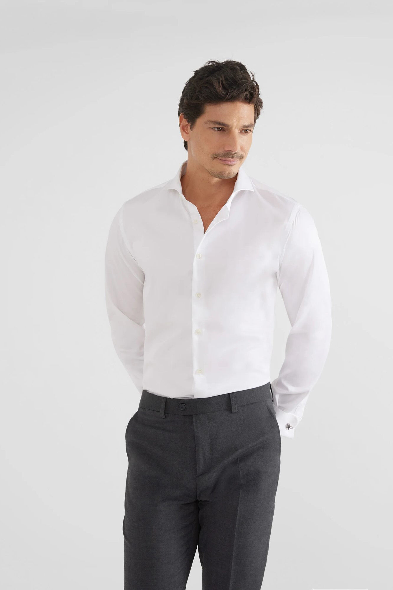 Silbon Camisa vestir pu&ntilde;o doble easy iron Blanco