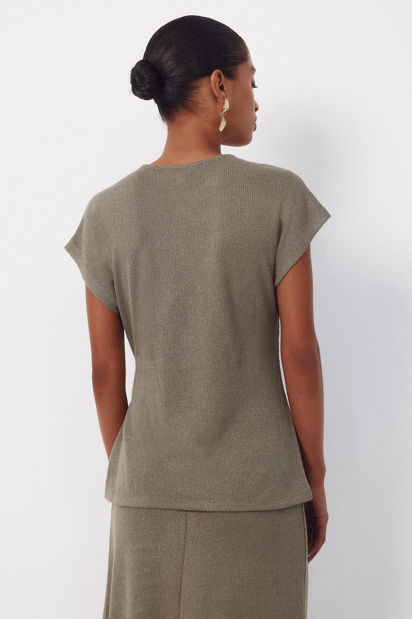 Cortefiel Jersey-knit skirt Kaki