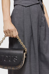 Tous Kaos Icon black and beige crescent mini crossbody bag Black