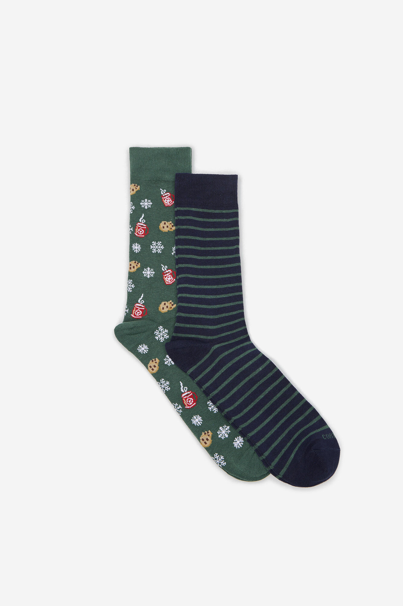 Cortefiel Box of 2 gift socks Dark green