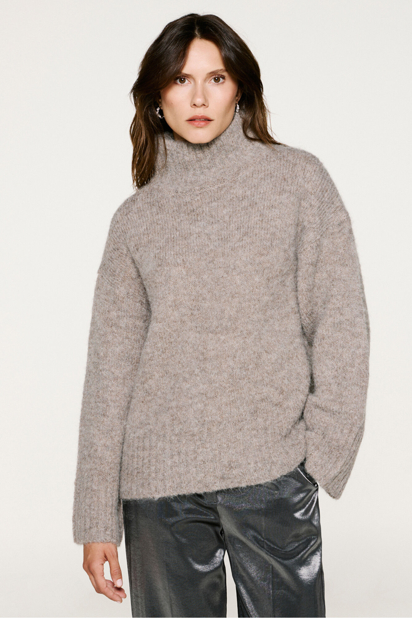 Selected Alpaca high neck jumper Grey