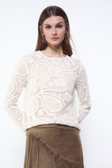 Slowlove Top crochet floral Blanco
