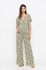 Cortefiel Printed jersey-knit trousers Printed green