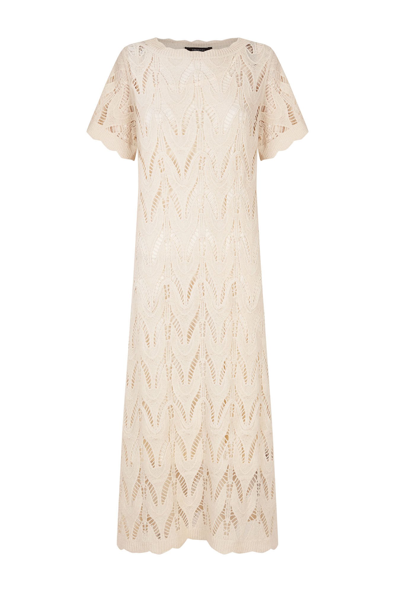 Cortefiel Long crochet dress White